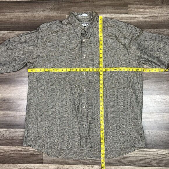 Jhane Barnes Shirt Mens Large Brown Abstract Vintage Casual Preppy Japan Fabric - Picture 3 of 10